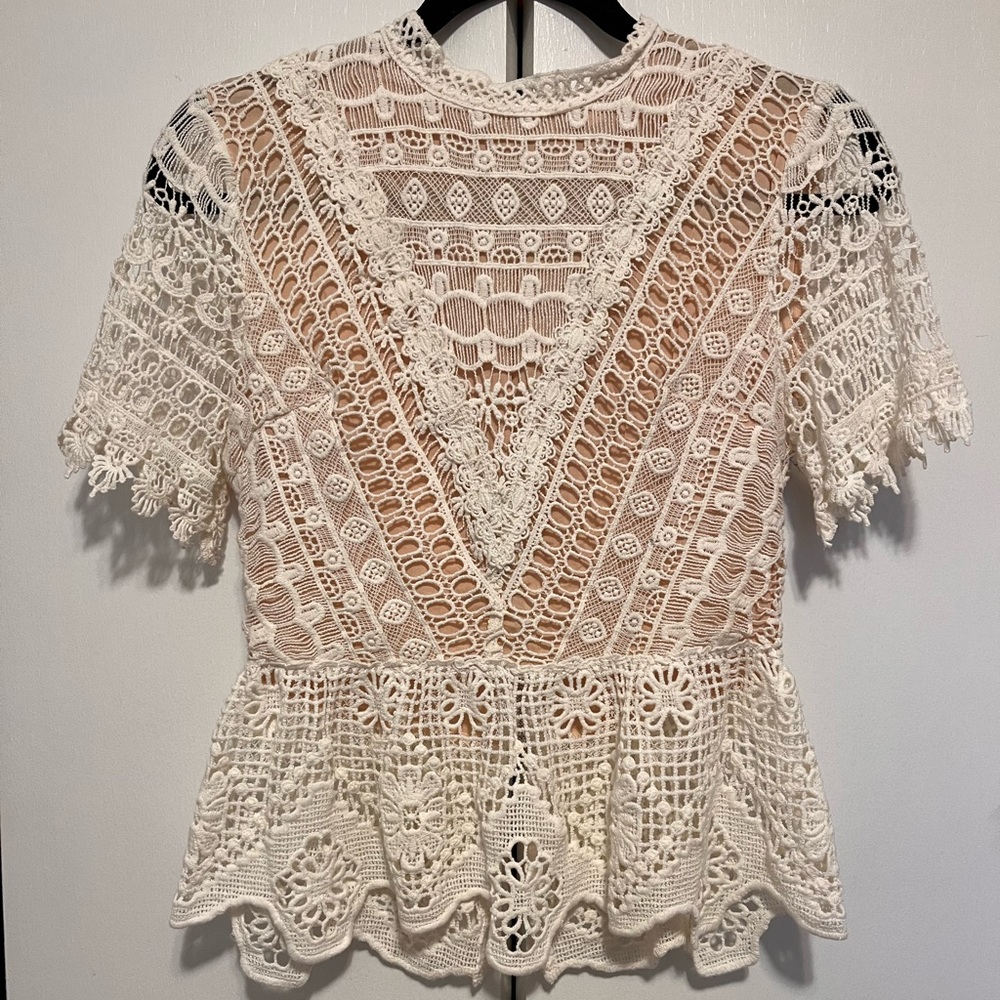 Champagne & Strawberry lace shirt NWT
